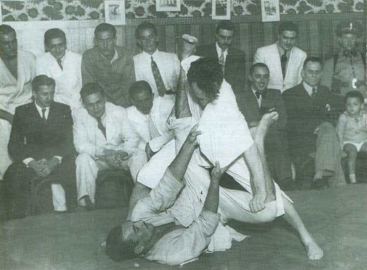 Helio and Carlos Gracie demonstrating the art of Jiu-Jitsu jujutsu