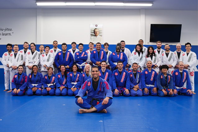 Part of Gracie Barra Salt Lake City's students posing to a photo